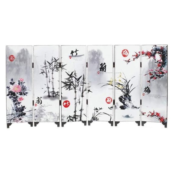 Accents Mini Chinese Lacquerware Folding Screen For Table Or Desktop